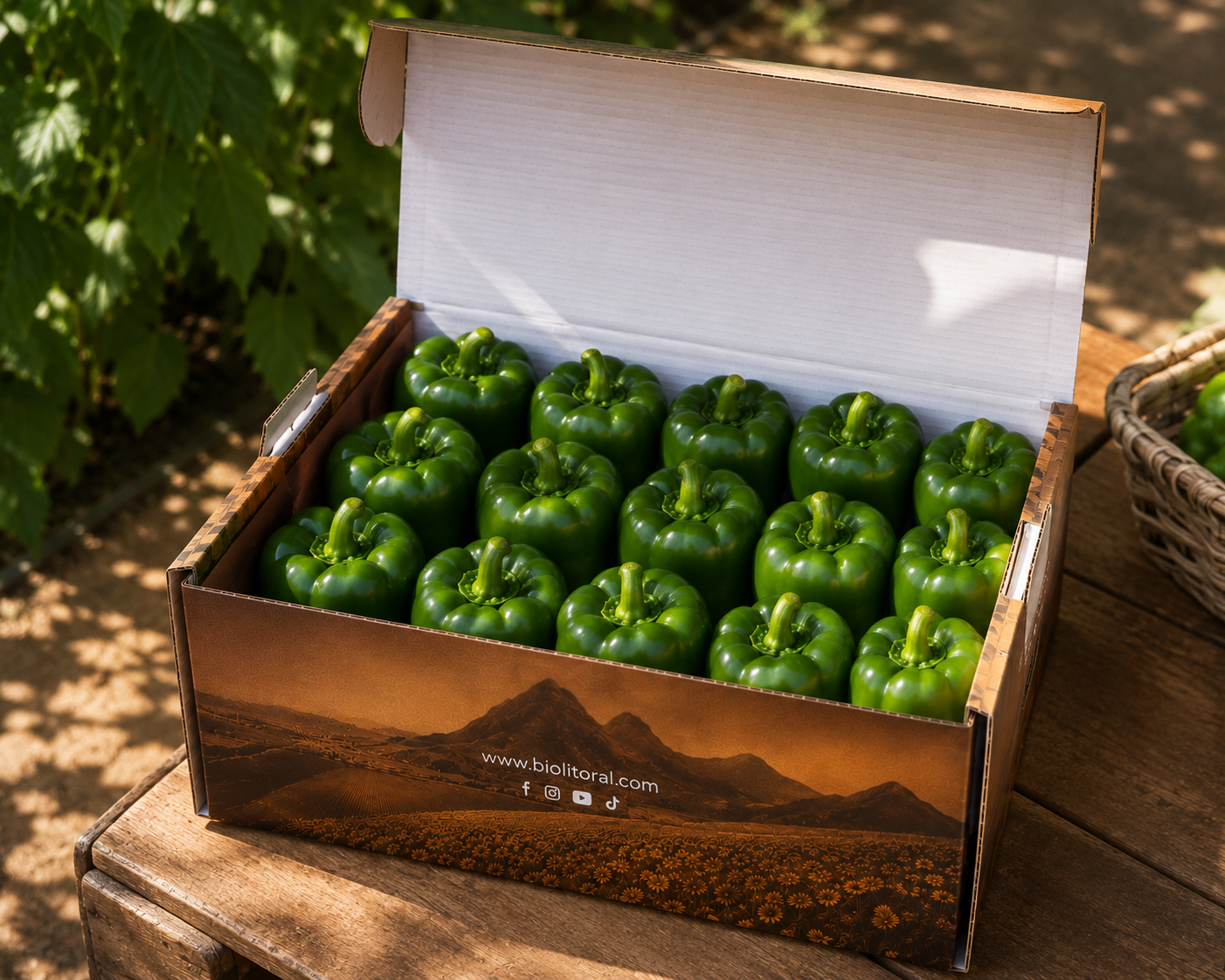 Caja de pimiento verde eco-lógico