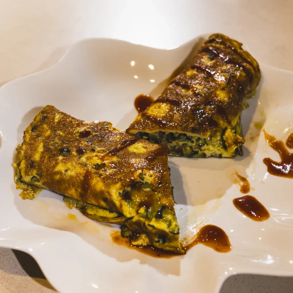 REceta de Tortilla francesa ecológica de calabacín con corazón cremoso